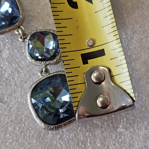 Monet Necklace Blue Large Rhinestones Faceted Silver‎ Tone Y-Drop Statement 18" - Picture 8 of 10